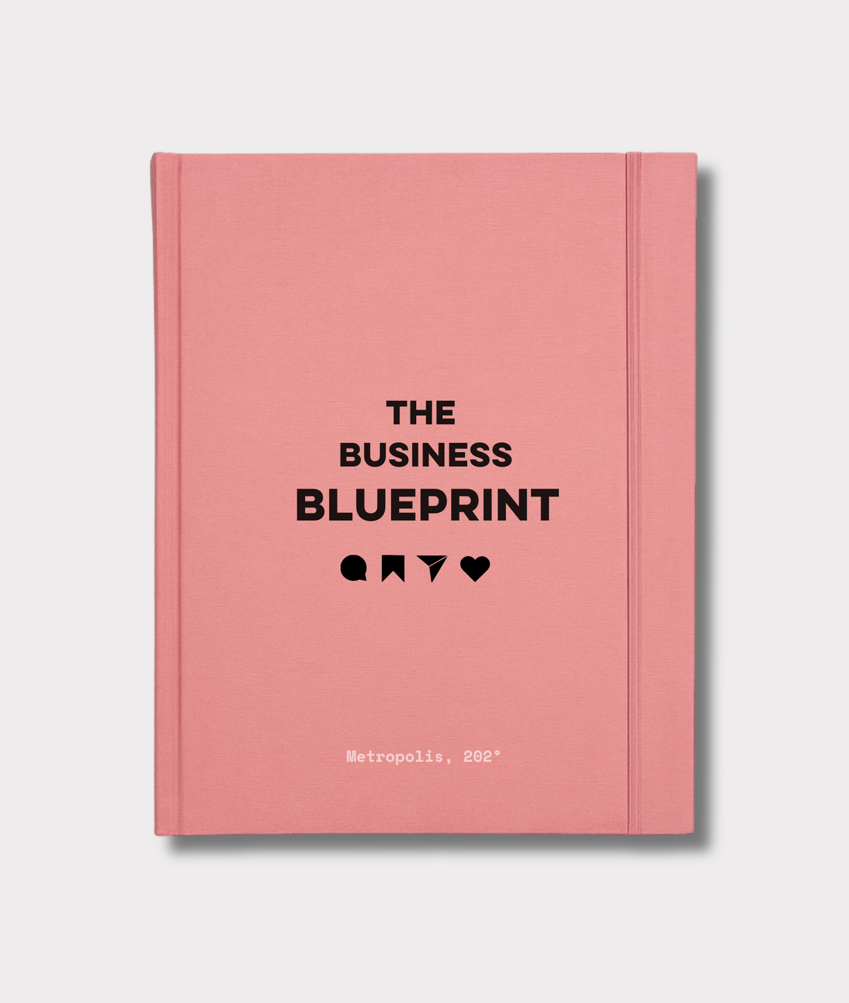 Pink book titled 'The Business Blueprint' 